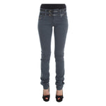 John Galliano Blue Cotton Blend Slim Fit High Waist Jeans Jeans & Pants