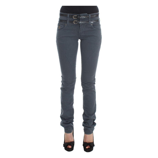 John Galliano Blue Cotton Blend Slim Fit High Waist Jeans Jeans & Pants