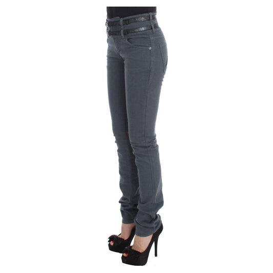 John Galliano Blue Cotton Blend Slim Fit High Waist Jeans Jeans & Pants