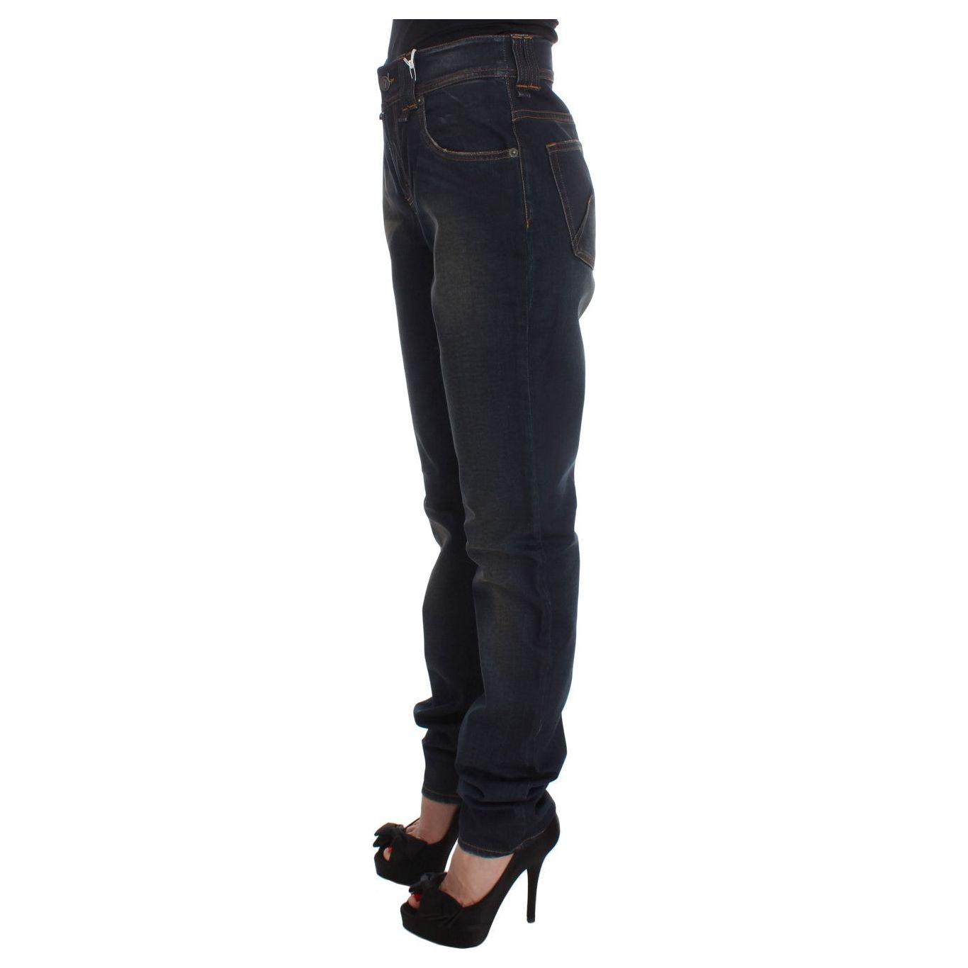 John Galliano Blue Wash Cotton Blend Boyfriend Fit Jeans