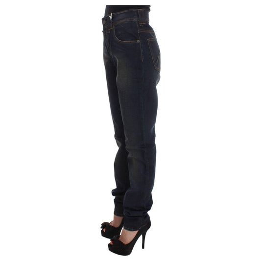 John Galliano Blue Wash Cotton Blend Boyfriend Fit Jeans