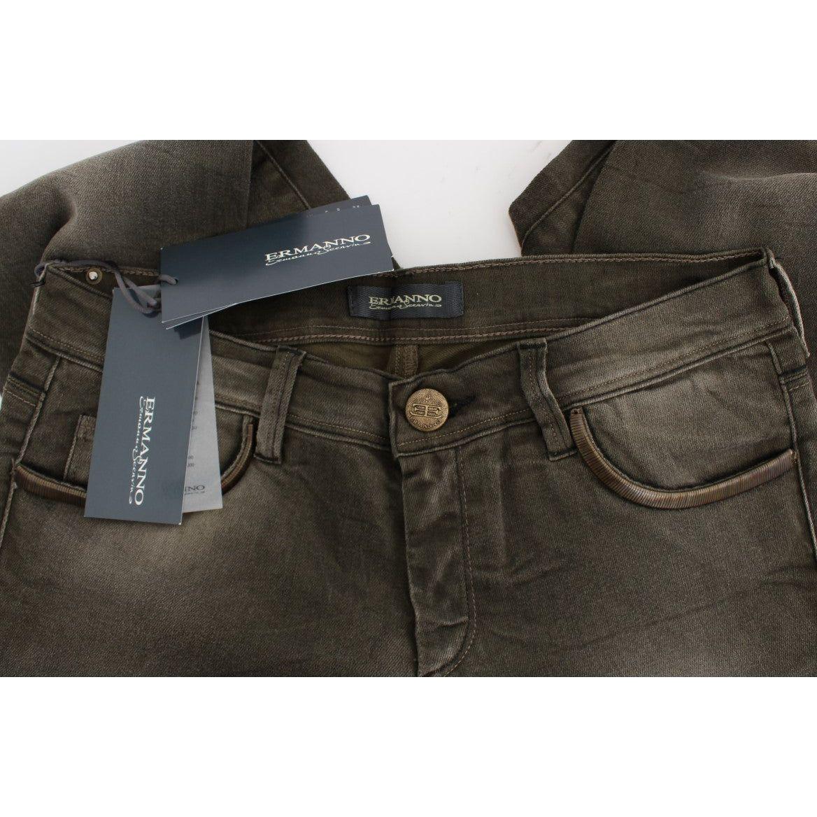Ermanno Scervino Gray Wash Cotton Blend Slim Fit Jeans