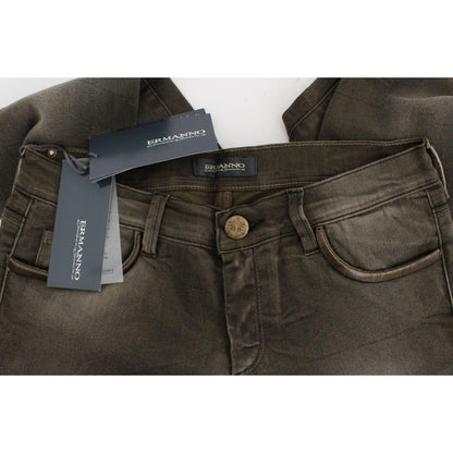 Ermanno Scervino Gray Wash Cotton Blend Slim Fit Jeans