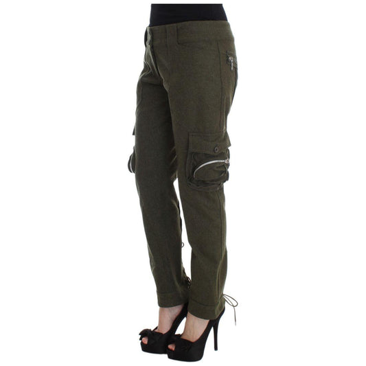 Ermanno Scervino Green Wool Blend Loose Fit Cargo Pants SIG30296-3