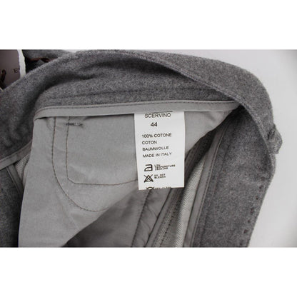 Ermanno Scervino Gray Cotton Straight Fit Casual Pants