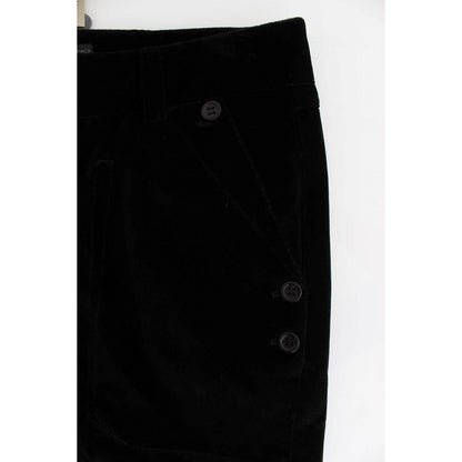 Ermanno Scervino Black Velvet Cotton Straight Legs Pants Jeans & Pants