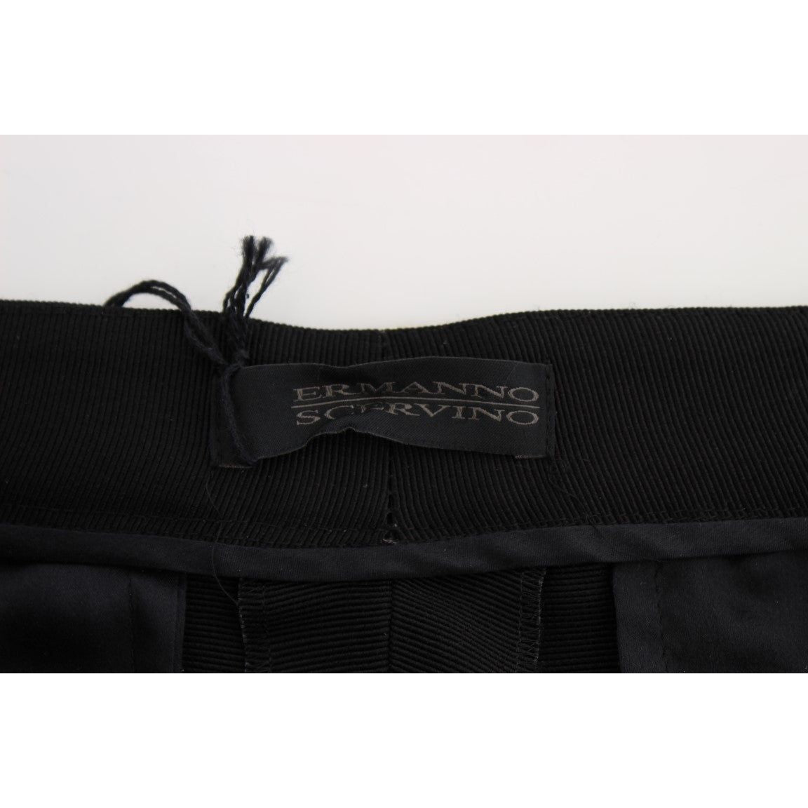 Ermanno Scervino Black Striped Cotton Blend Wide Legs Pants Jeans & Pants