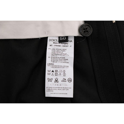 Dolce & Gabbana Black Striped Wool Stretch Pants