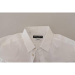 Dolce & Gabbana White Cotton Peacock Feather Formal GOLD Shirt
