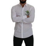Dolce & Gabbana White Cotton Peacock Feather Formal GOLD Shirt