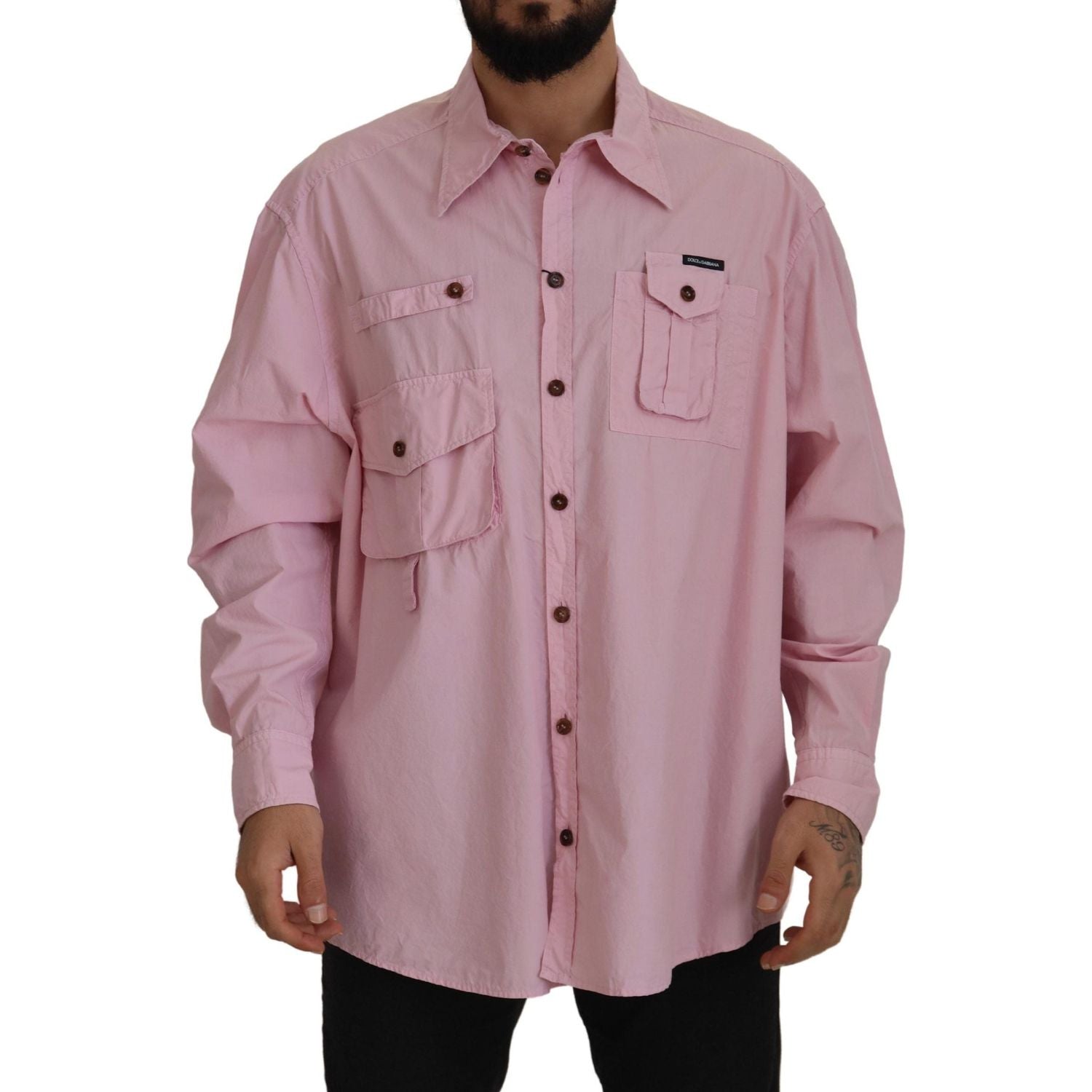 Dolce & Gabbana Pink Casual Button Down Long Sleeves Shirt
