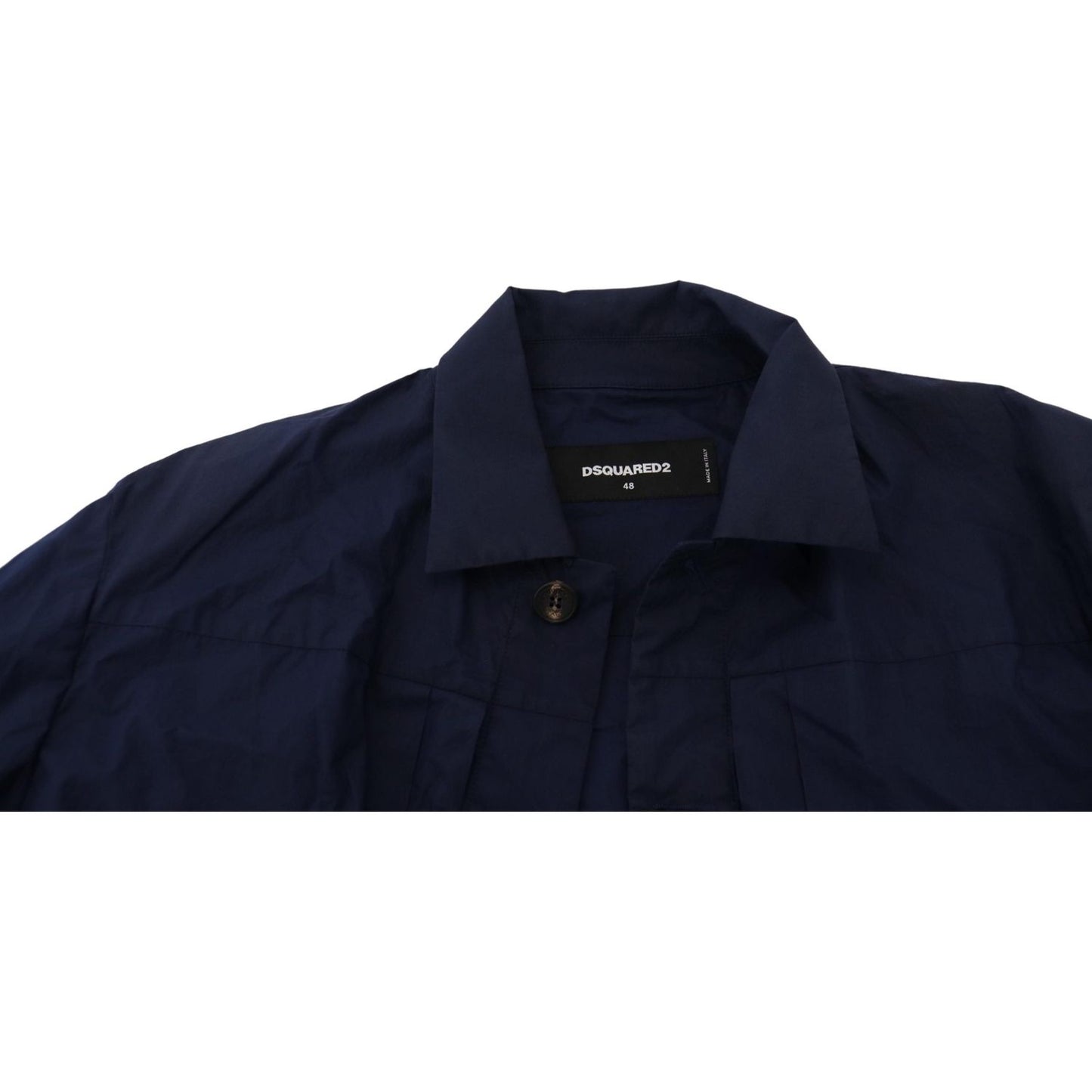 Dsquared² Dark Blue Cotton Collared Long Sleeves Casual Shirt