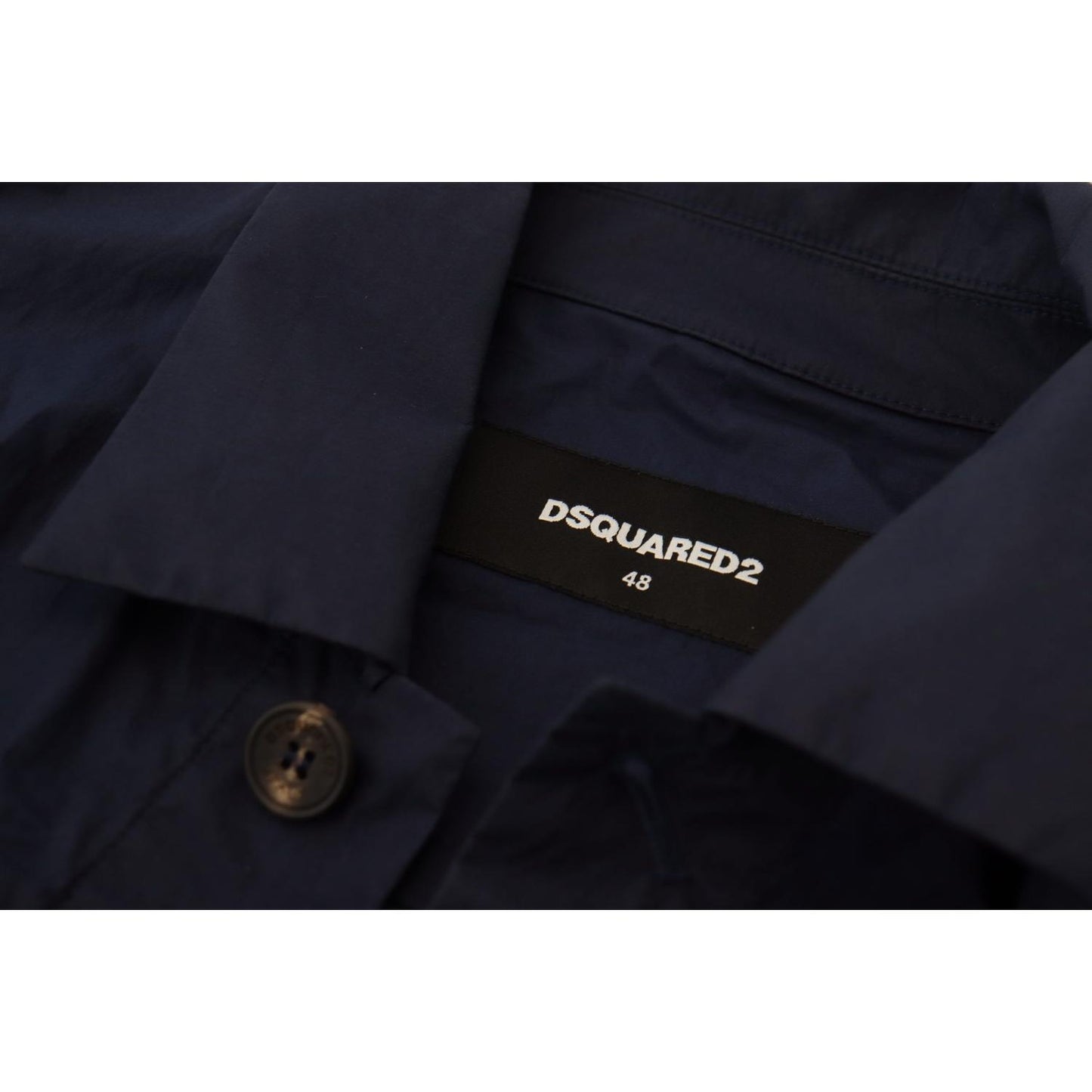 Dsquared² Dark Blue Cotton Collared Long Sleeves Casual Shirt
