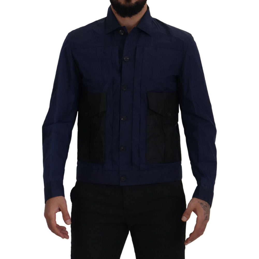Dsquared² Dark Blue Cotton Collared Long Sleeves Casual Shirt