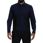Dsquared² Dark Blue Cotton Collared Long Sleeves Casual Shirt
