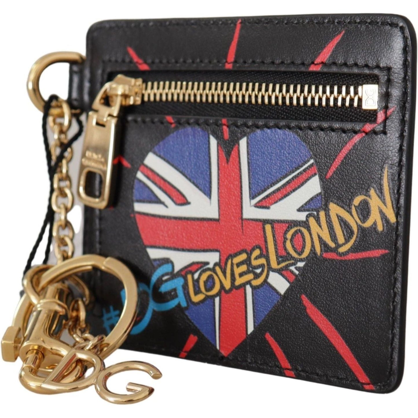 Dolce & Gabbana Black Leather #DGLovesLondon Keyring Cardholder Coin Case