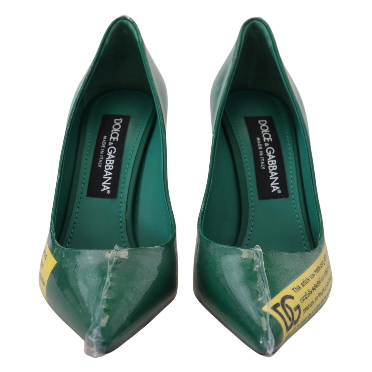 Dolce & Gabbana Green Leather Heels Pumps Plastic Shoes
