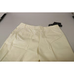 Dolce & Gabbana Ivory High Waist Cropped Folded Hem Trousers Pants