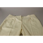Dolce & Gabbana Ivory High Waist Cropped Folded Hem Trousers Pants