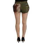 Dolce & Gabbana Green High Waist Hot Pants Cotton Army Shorts
