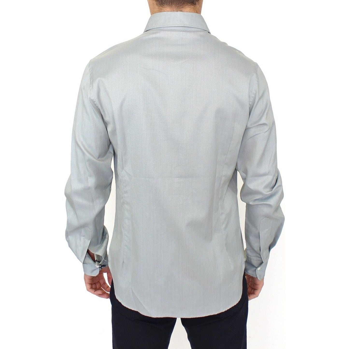 Ermanno Scervino Gray Cotton Long Sleeve Casual Shirt Top