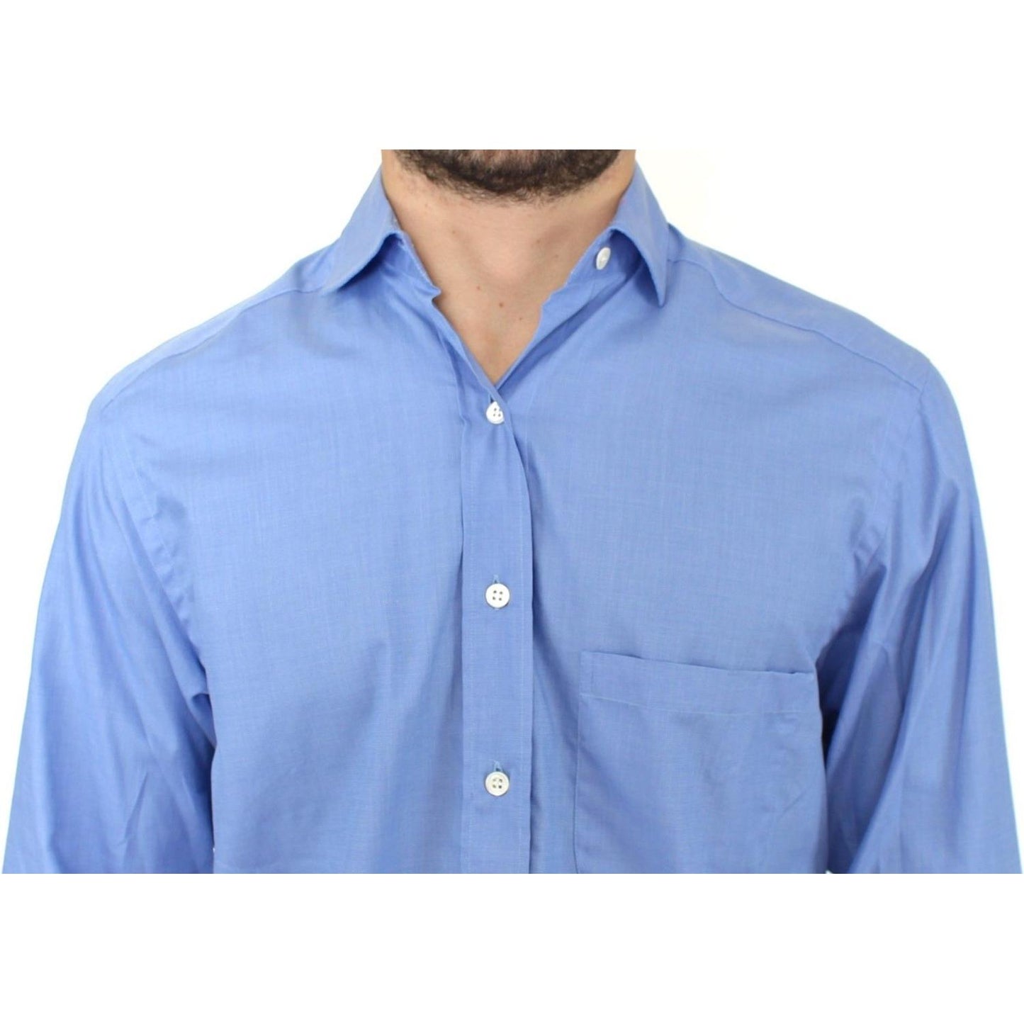 Ermanno Scervino Blue Cotton Dress Classic Fit Shirt