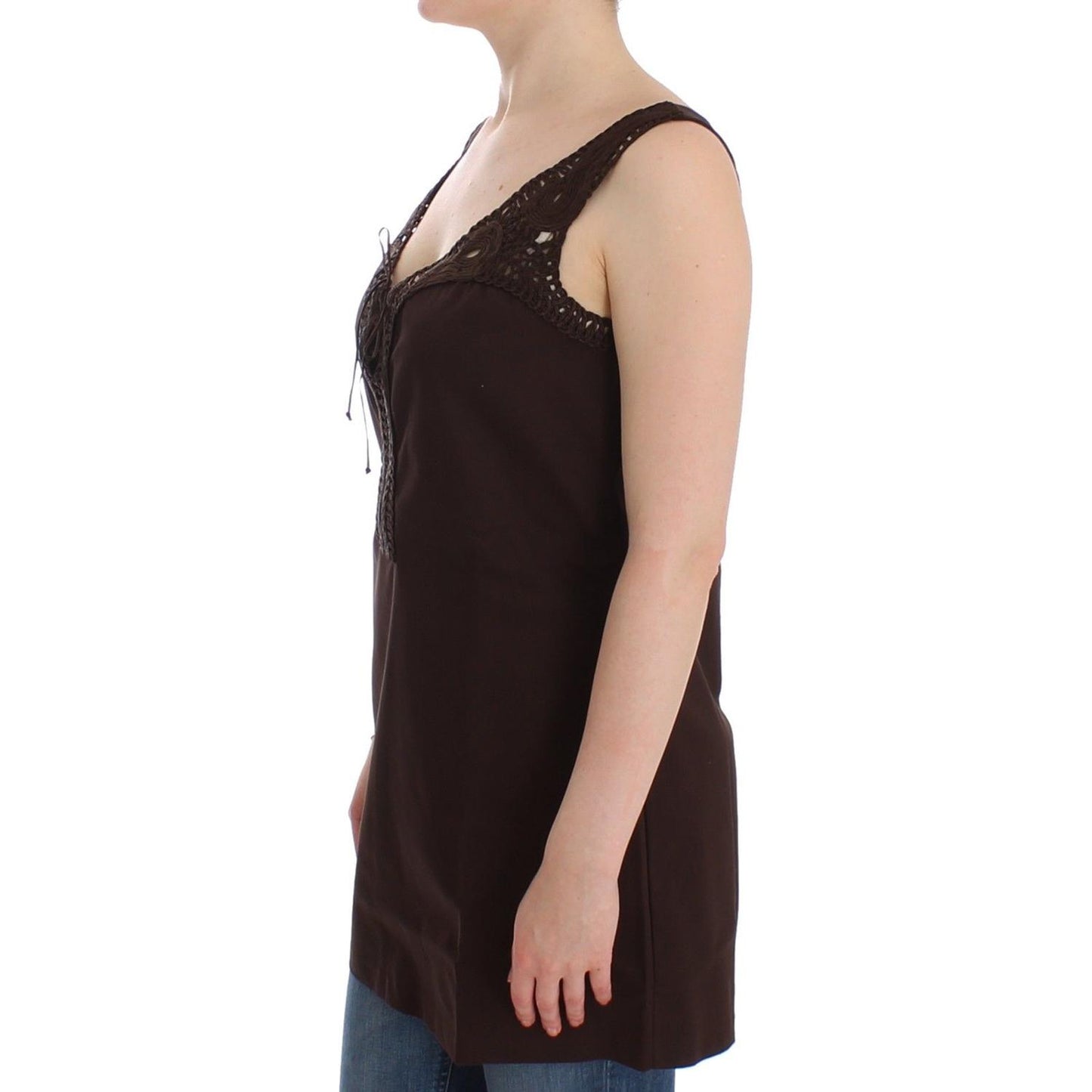 Ermanno Scervino Beachwear Brown Cotton Stretch Tunic Dress Dresses