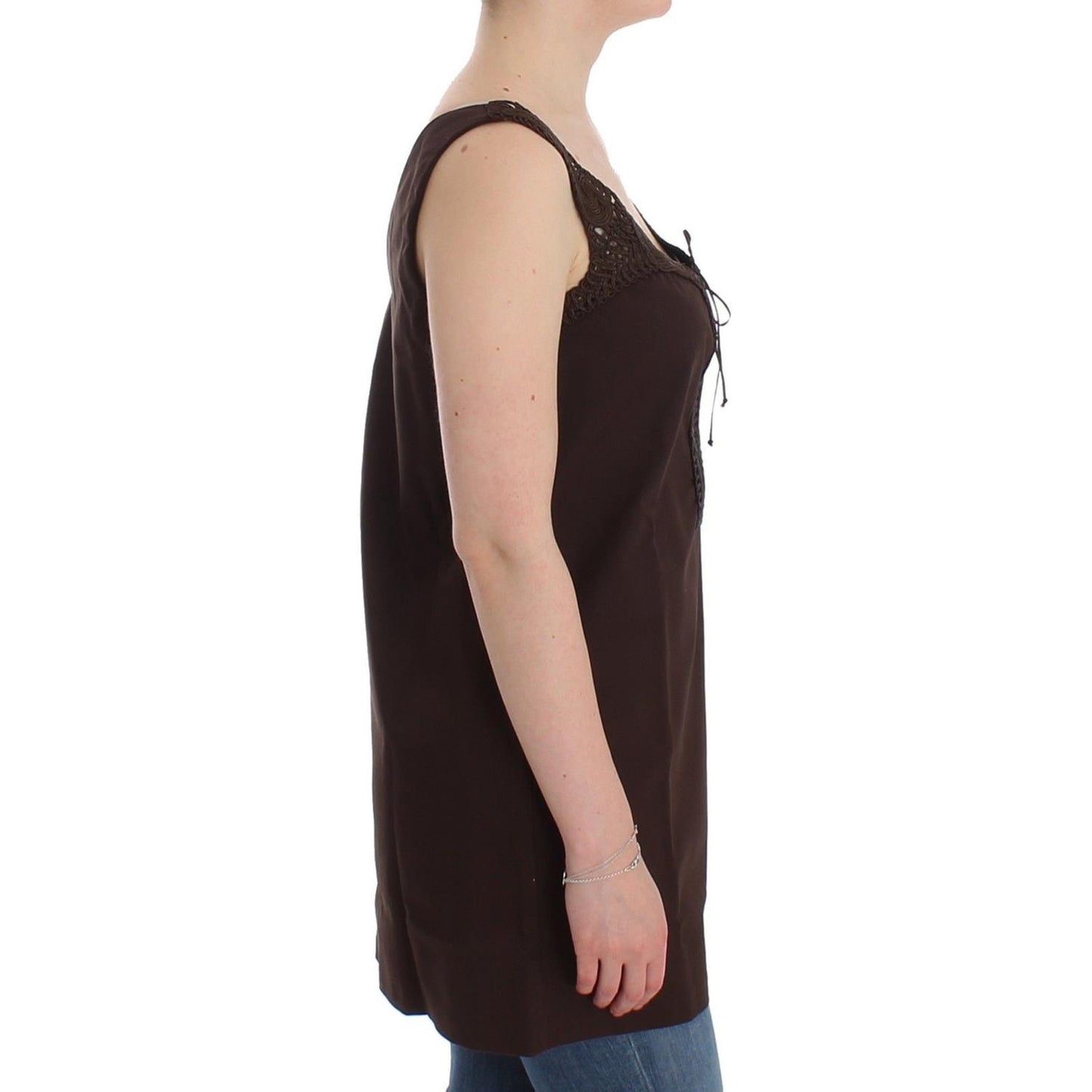 Ermanno Scervino Beachwear Brown Cotton Stretch Tunic Dress Dresses