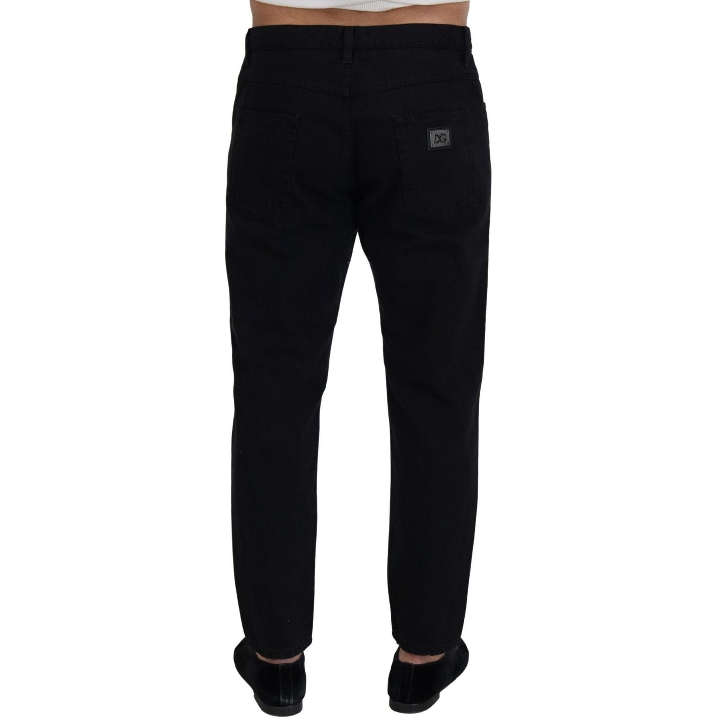Dolce & Gabbana Black Loose Regular Torn Cotton Jeans