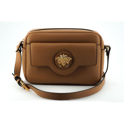 Versace Brown Calf Leather Camera Shoulder Bag Crossbody Bag