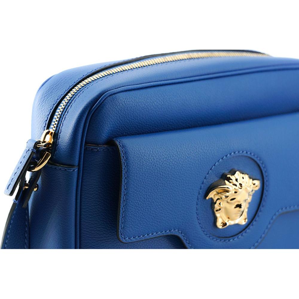 Versace Blue Calf Leather Camera Shoulder Bag WOMAN SHOULDER BAGS