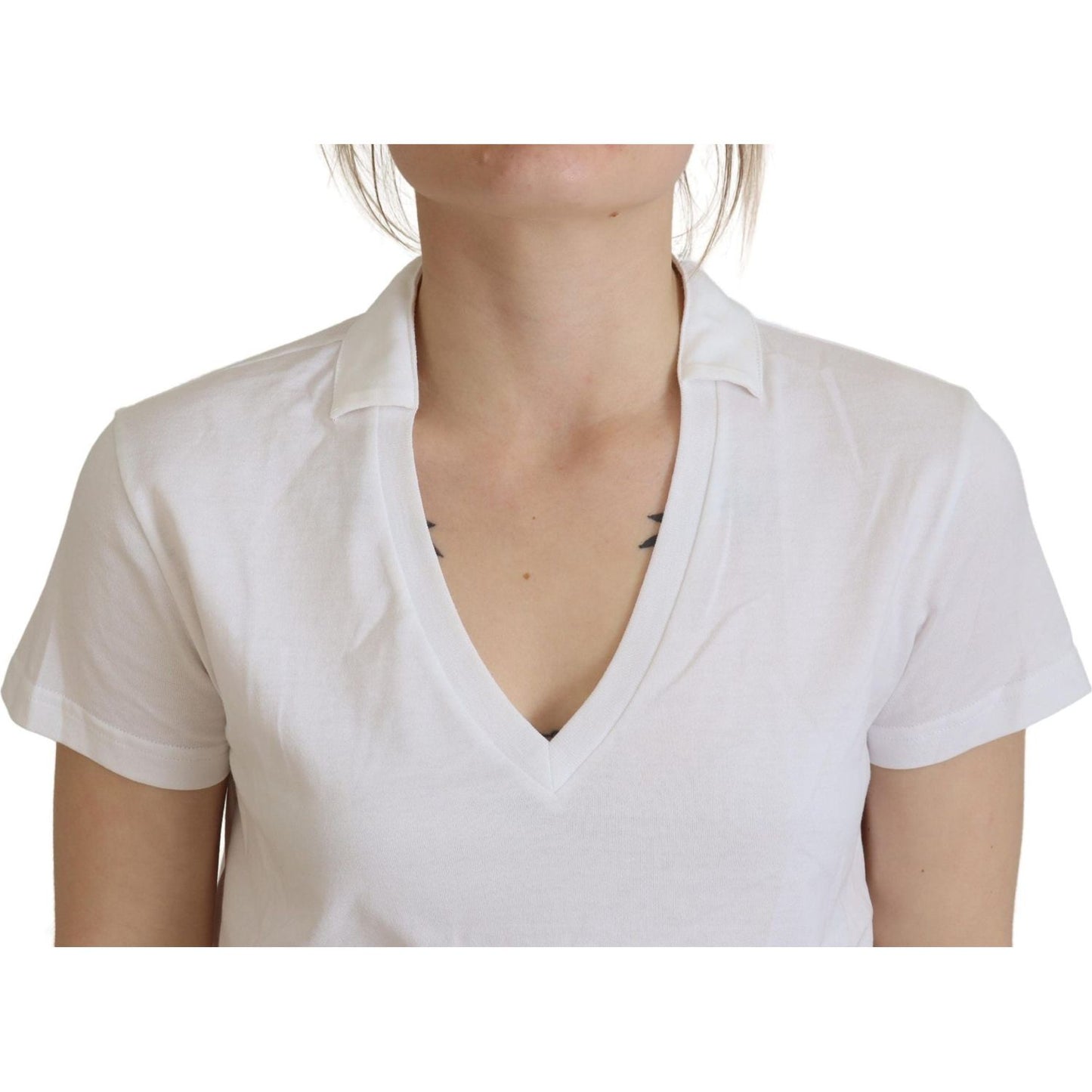 Dolce & Gabbana White Short Sleeve V-neck Cotton Top Blouse T-shirt