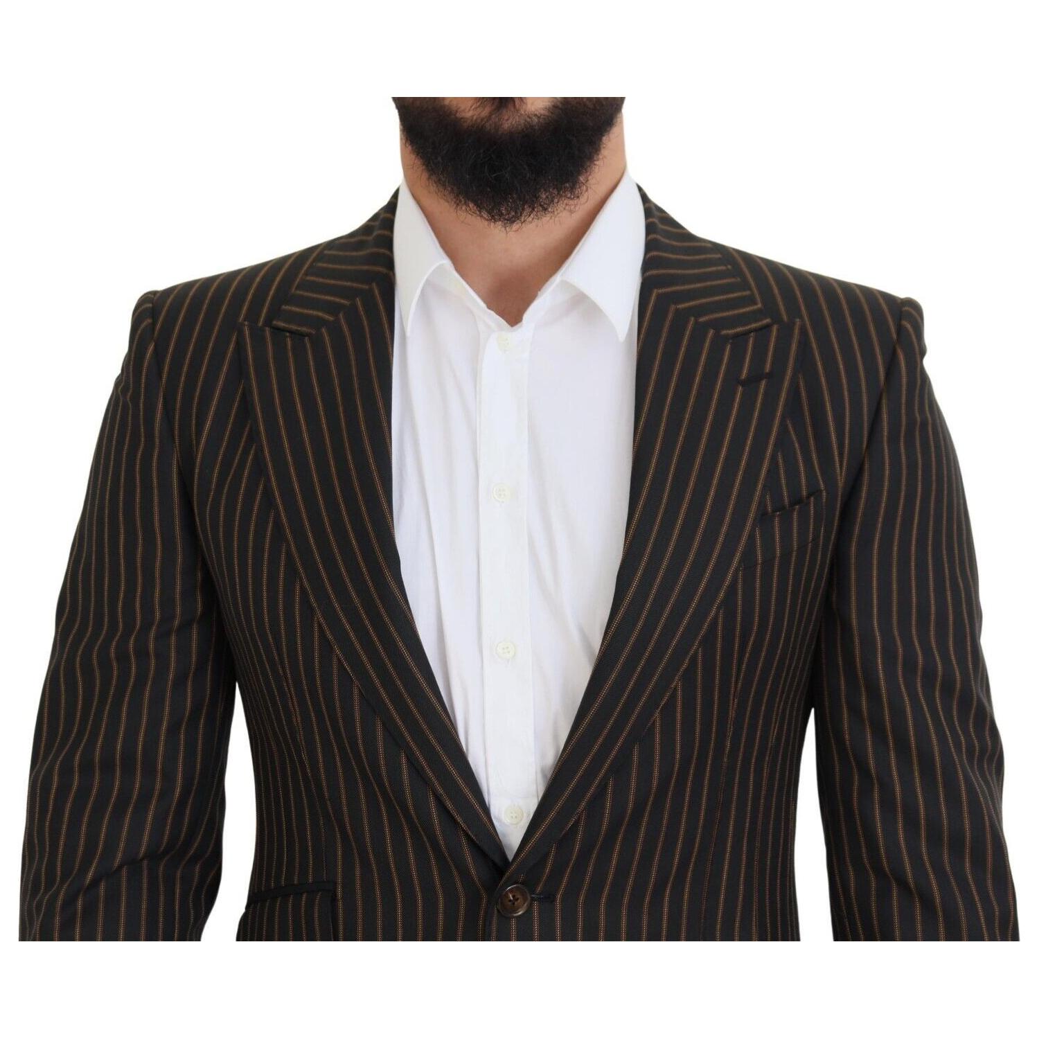 Dolce & Gabbana Black Brown Stripes Single Breasted Blazer