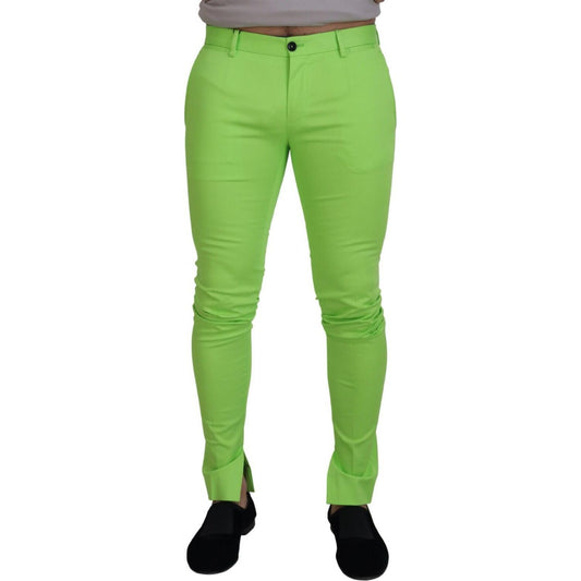 Dolce & Gabbana Light Green Cotton Skinny Men Trousers Pants PAN74389 - 48