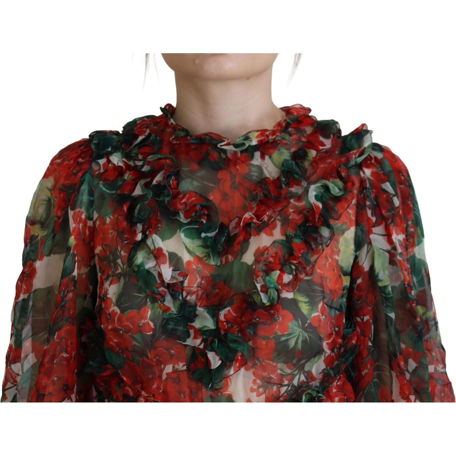 Dolce & Gabbana Multicolor Geranium A-line Knee Length Dress