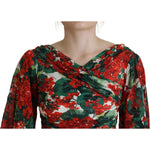 Dolce & Gabbana Multicolor Geranium Silk Sheath Midi Dress
