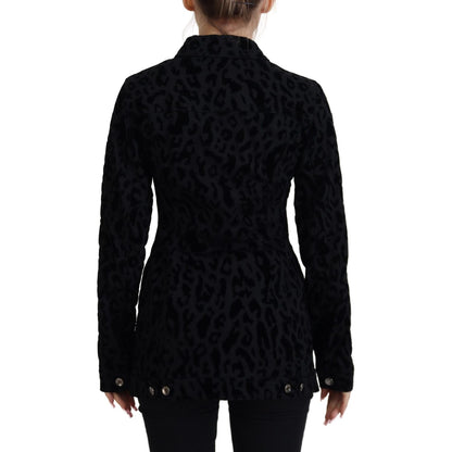 Dolce & Gabbana Black Leopard Long Sleeve Denim Cotton Jacket Dolce & Gabbana