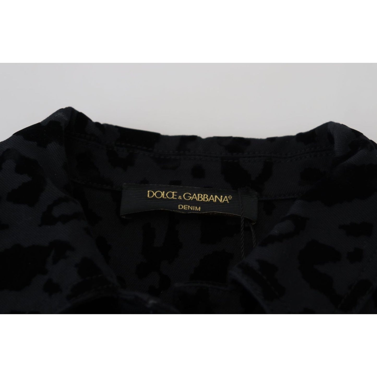Dolce & Gabbana Black Leopard Long Sleeve Denim Cotton Jacket Dolce & Gabbana