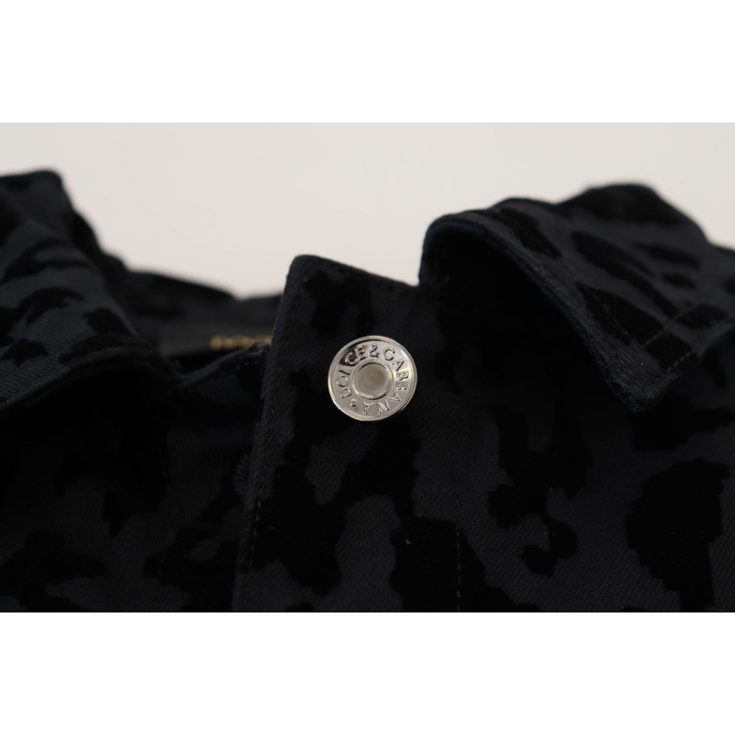 Dolce & Gabbana Black Leopard Long Sleeve Denim Cotton Jacket Dolce & Gabbana