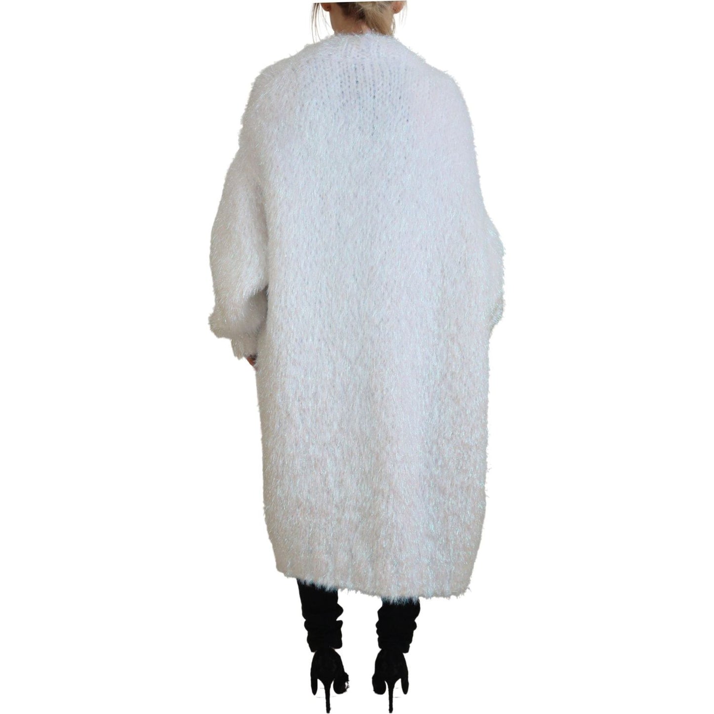 Dolce & Gabbana White Long Sleeves Fringes Cardigan Jacket Dolce & Gabbana