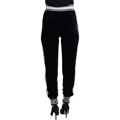 Dolce & Gabbana Black DG Logo Velvet Trouser Pants