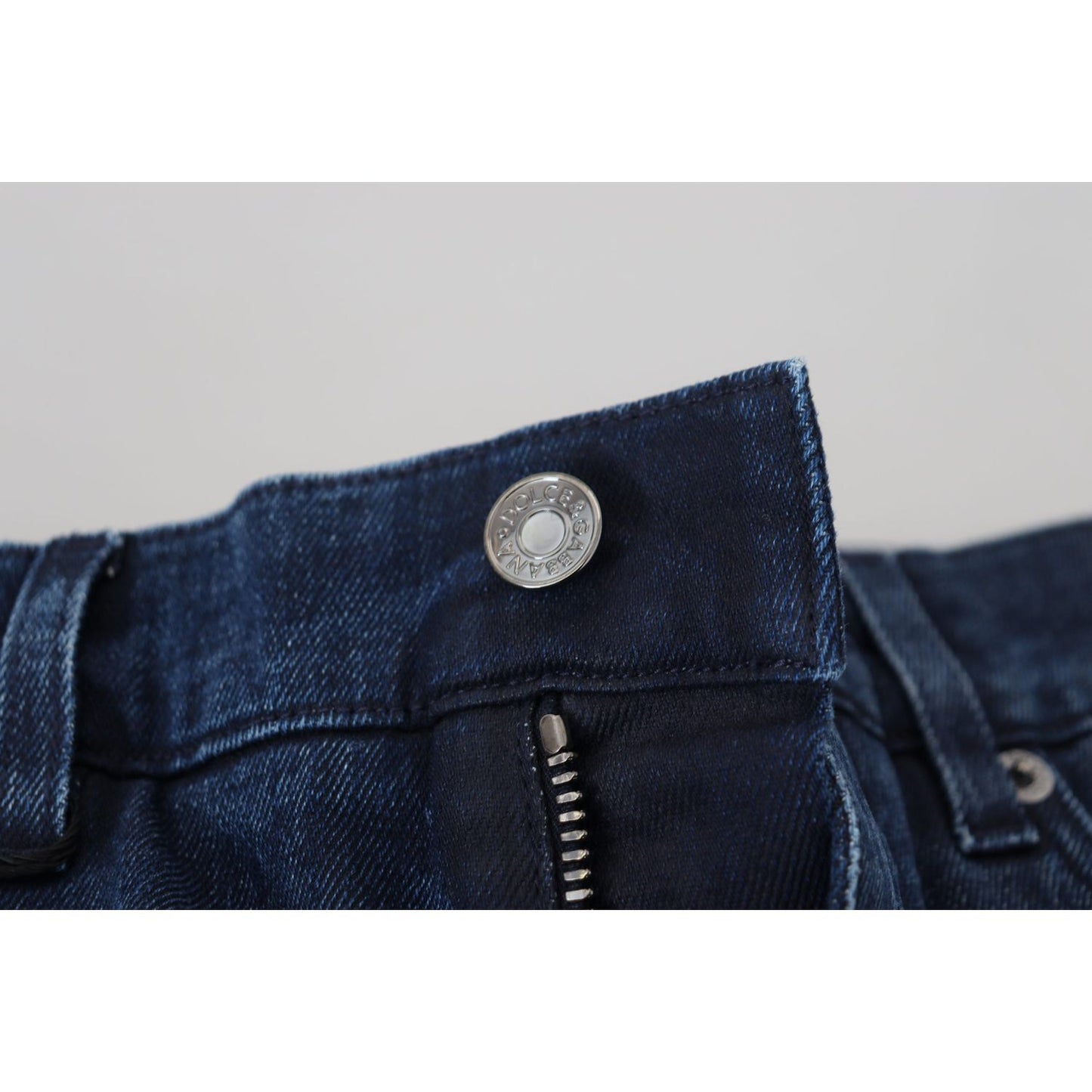 Dolce & Gabbana Blue Cotton Skinny Tattered Denim Jeans