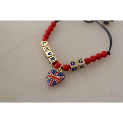 Dolce & Gabbana Red Blue Beaded DG LOVES LONDON Flag Branded Bracelet Bracelet