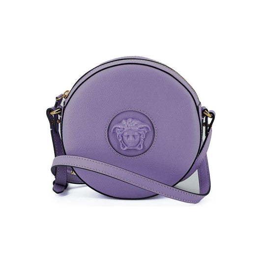 Versace Purple Calf Leather Round Disco Shoulder Bag WOMAN SHOULDER BAGS