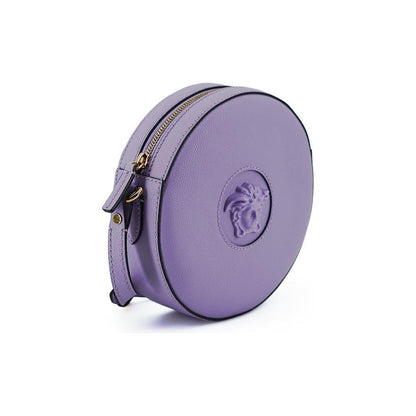 Versace Purple Calf Leather Round Disco Shoulder Bag WOMAN SHOULDER BAGS