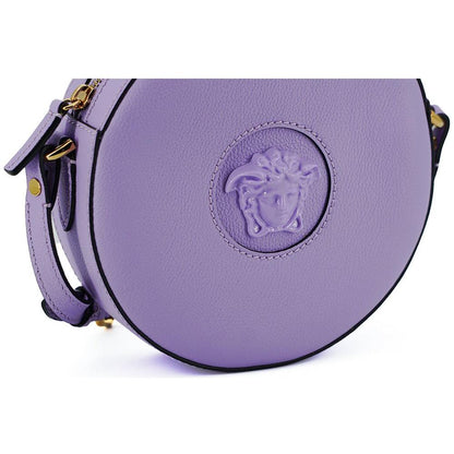 Versace Purple Calf Leather Round Disco Shoulder Bag WOMAN SHOULDER BAGS
