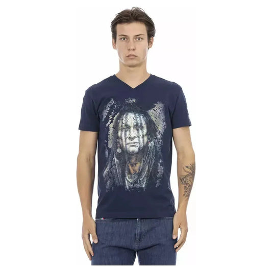 Trussardi Action Blue Cotton Men's V-Neck T-Shirt