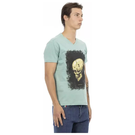 Trussardi Action Green Cotton Men V-Neck T-Shirt TR-22866-S