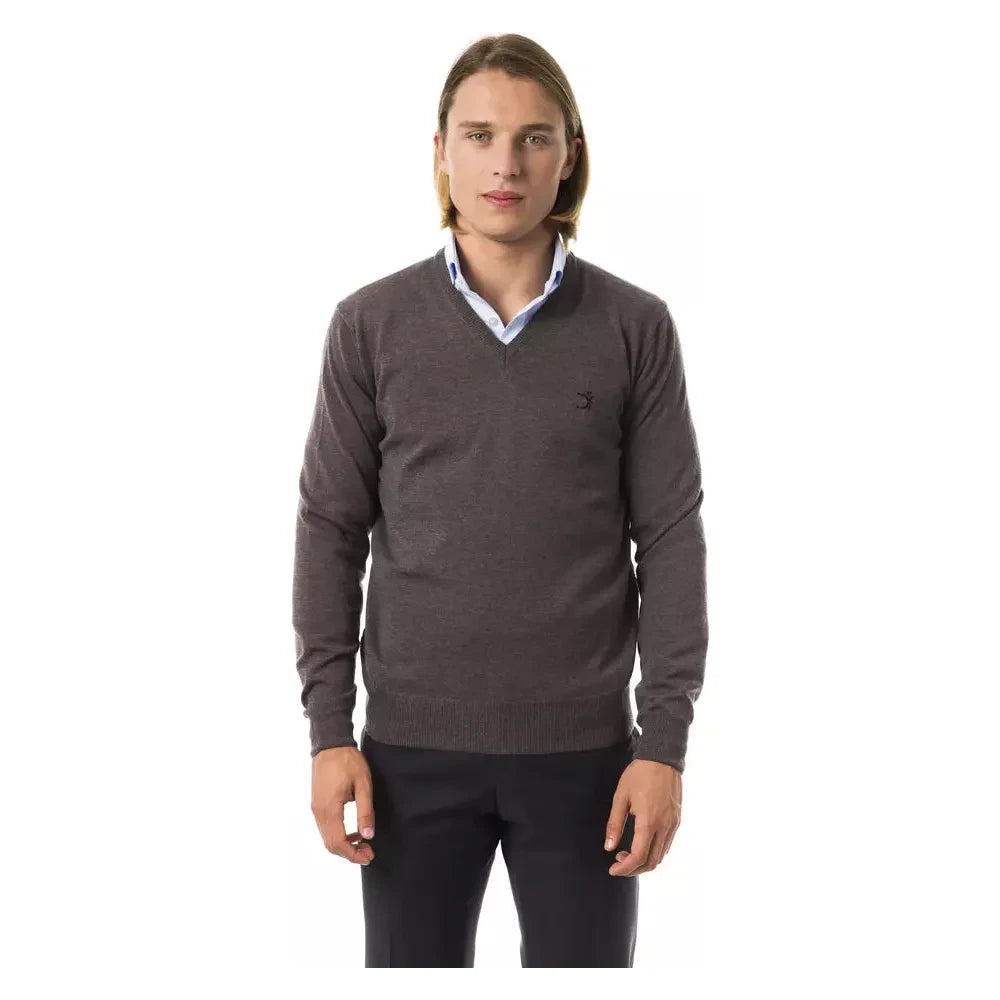 Uominitaliani Gray Merino Wool Men Sweater 1728,67345744032,Clothing,Gray,L,M,Men,Men - Clothing,New with tags,S,Sweaters - Clothing,Sweaters - Men - Clothing,Sweatshirts - Sweaters - Clothing,Uominitaliani,XL,XXL