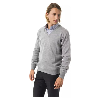 Uominitaliani Gray Wool Men Sweater 1728,67345744032,Clothing,Gray,M,Men,Men - Clothing,New with tags,Sweaters - Clothing,Sweaters - Men - Clothing,Sweatshirts - Sweaters - Clothing,Uominitaliani